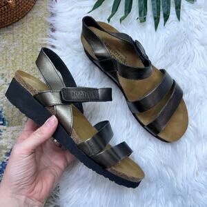 $150 Naot Kayla Sandal 38 / 7 Brown Metallic Shimmer Leather Strappy Footbed